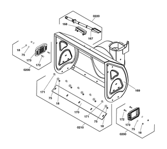 Auger Housing Group Diagram and Parts List for 1696619-04-S1227 2019 Briggs and Stratton Snow Blower